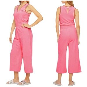 Y2K 90s JUICY Bubblegum Pink Terry Sleeveless Wide Leg Jumpsuit Sporty Large NEW
